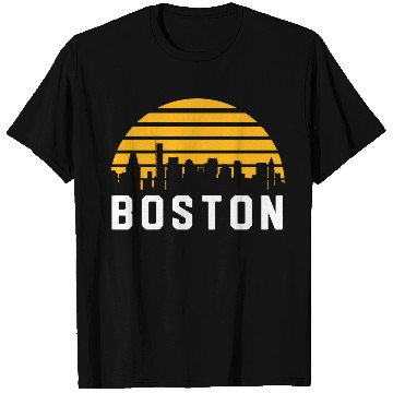 Discover Boston Massachusetts Cityscape Yellow T Shirts