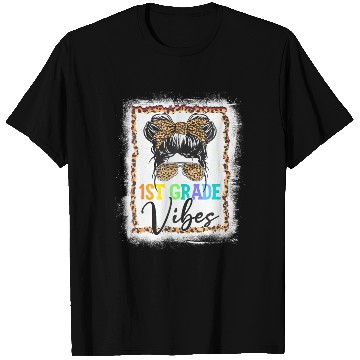 Discover Leopard Messy Bun Bleached Girls 1st Grade Back To T Shirts