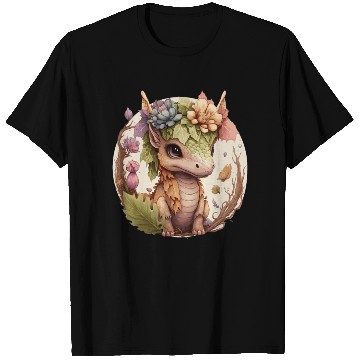 Discover Cottagecore Cute Baby Dragon Floral Fantasy Pet Fl T Shirts