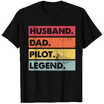 Discover Husband Dad Pilot Legend Airplane Aviation Dad T Shirts