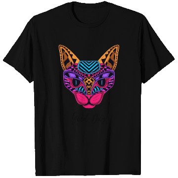 Discover Black Neon Cat T Shirts