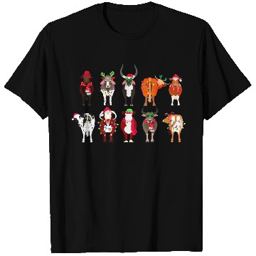 Discover Christmas Cows Farmer Heifer Bull Highland Cow T Shirts