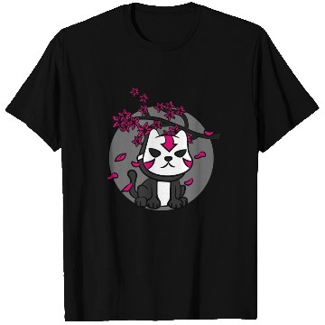 Discover Japan Oni Mask Cat Cherry Blossoms Anime T Shirts