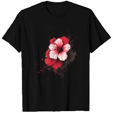 Discover A red hibiscus flower ink drawing T Shirts