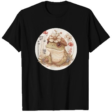 Discover Cottagecore Cute Frog Toad Flower Crown Dark Acade T Shirts