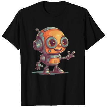 Discover Cute waving robot illustration technology friendly T Shirts