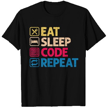 Discover Eat Sleep Code Repeat Funny Binary Programmer T Shirts
