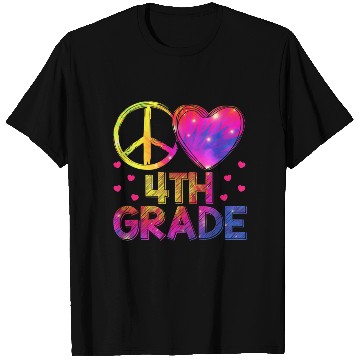 Discover Tie Dye Peace Love 4th Grade Teacher Student Back T Shirts
