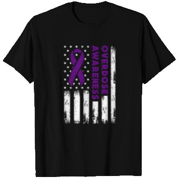 Discover Overdose Awareness Flag Purple Ribbon Addiction T Shirts
