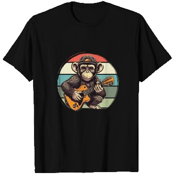 Discover Monkey Chimpanzee Playing Acousitc Rock Guitar T Shirts