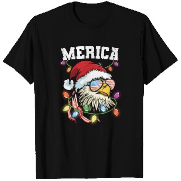 Discover Merica Usa Flag Patriotic Veteran Santa Bald Eagle T Shirts