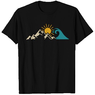 Discover Mountain Sun Wave Nature Hiking Surf Surfer Hiker T Shirts