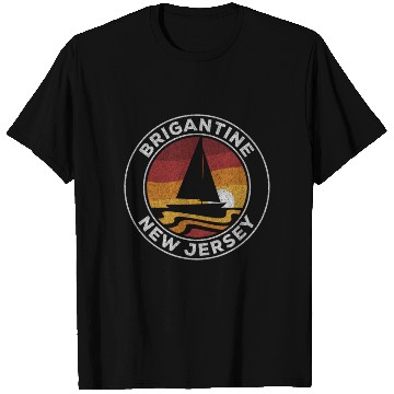 Discover Brigantine New Jersey Sailboat 70S Sunset T Shirts