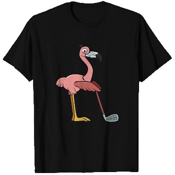 Discover Flamingo Play Golf Pink Funny Animal Playing Golf T Shirts