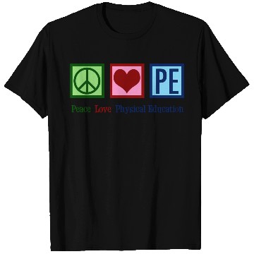 Discover Peace Love Pe Teacher Physical Education T Shirts