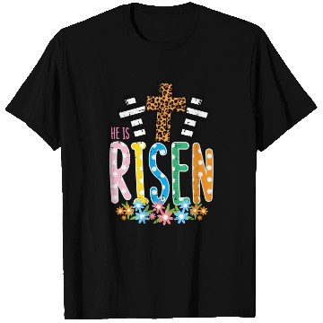 Discover He Is Risen Leopard Cross Easter Jesus Religious T Shirts