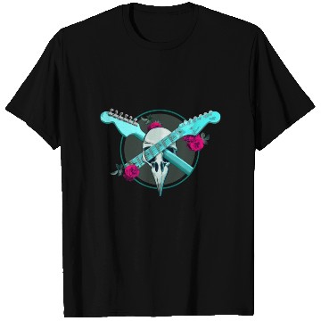 Discover Guitar Lover T Shirtstrat guitar and raven skull T Shirts