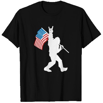 Discover Bigfoot Rock And Roll Usa Flag For Sasquatch T Shirts