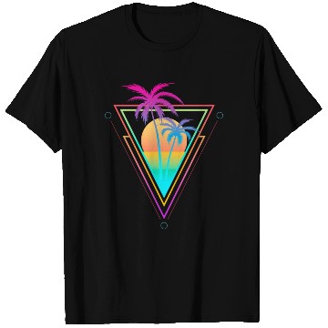 Discover 1980S 1990S Vaporwave Palm Trees Sunset Beach Surf T Shirts
