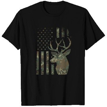 Discover Camo American Flag Buck Hunting For Elk Deer T Shirts