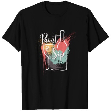 Discover Paint And Sip Party Night Wine And Canvas Novelty T Shirts