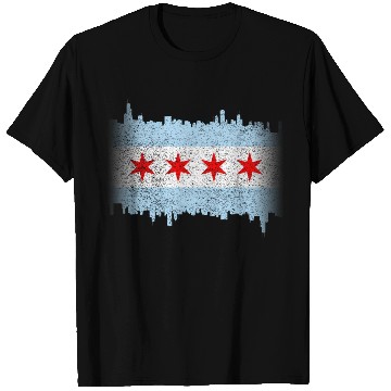Discover Chicago Flag yline Distressed T Shirts