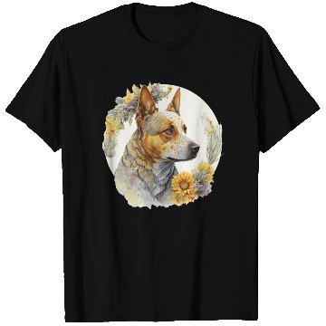 Discover Watercolor Australian Cattle Sunflower Dog Breed P T Shirts