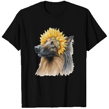 Discover Watercolor Belgian Sheepdog Sunflower Dog Breed Pe T Shirts