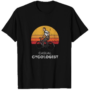 Discover Casual Cycologist Retro Sunset Cycling T Shirts