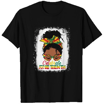 Discover Black Messy Bun Juneteenth Celebrate Indepedence T Shirts