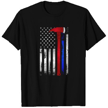 Discover Thin Red Blue Line American Flag Axe Firefighter T Shirts
