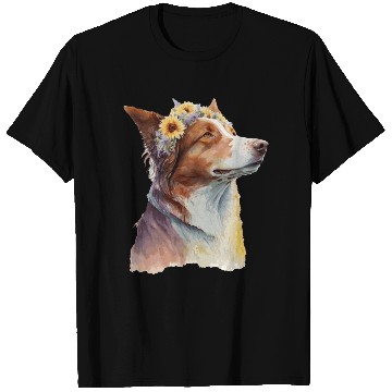 Discover Watercolor Border Collie Sunflower Dog Breed Pet P T Shirts