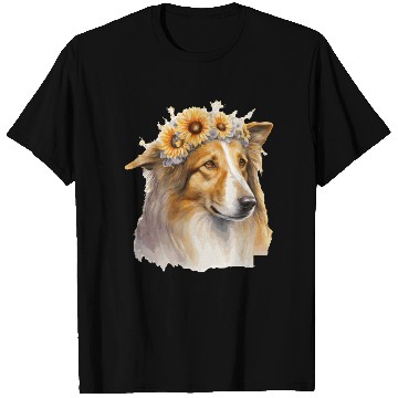 Discover Cute Collie Sunflower Dog Breed Pet Puppy T Shirts