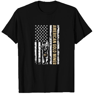 Discover Golden US Flag for American Gold Miner T Shirts