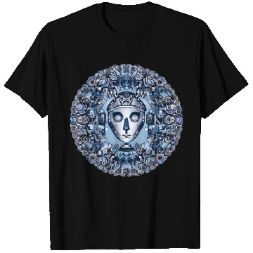 Discover Aztec robot face and mechanical mandala T Shirts