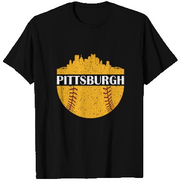 Discover Pittsburgh Baseball Cityscape Distressed Novelty T Shirts