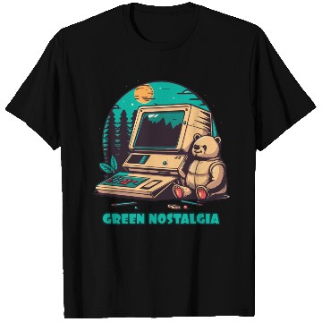Discover Green Nostalgia Toy Bear Nature Computer T Shirts