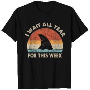 Discover I Wait All Year For This Week shark Lover Ocean T Shirts