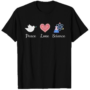 Discover Peace Love & Science Heart Leopard Plaid T Shirts
