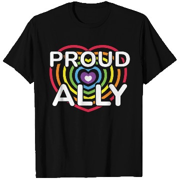 Discover Proud Ally Rainbow Heart LGBTQIA Pride Month v01 T Shirts
