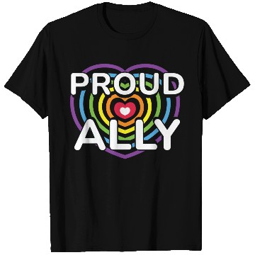 Discover Proud Ally Rainbow Heart LGBTQIA Pride Month v02 T Shirts