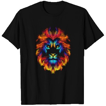 Discover Head of a lion multi colored fire lion head leo T Shirts