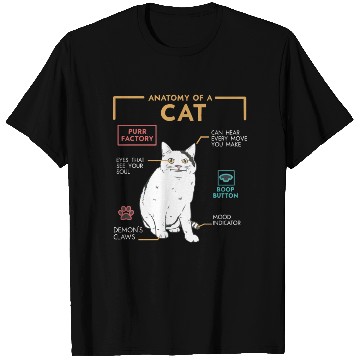 Discover Funny Weird Cat Meme Smiling Anatomy of A Cat T Shirts