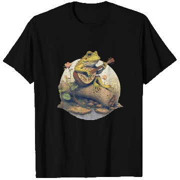 Discover Frog Playing Banjo On Log Vintage T Shirts