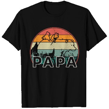 Discover Papa Bear With Cubs Retro Grizzly Bear Forest Tree T Shirts