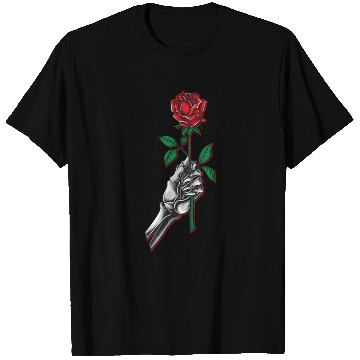 Discover eleton Hand Holding Red Rose Flower T Shirts