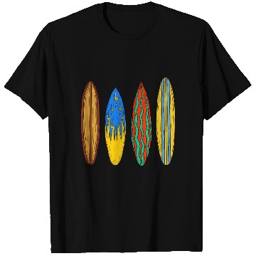 Discover And Colorful Surfboards On Tropical Waves T Shirts