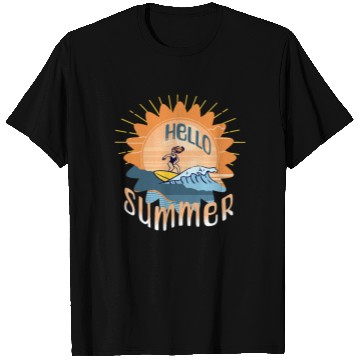 Discover Hello Summer Vacation Surfing Woman T Shirts