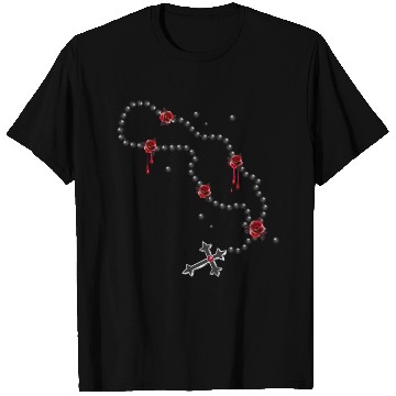 Discover Rosary drawing with beads and roses T Shirts
