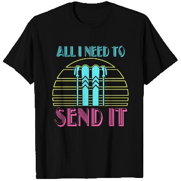 Discover Retro Neon Send It Skiing Freestyle Skiers Ski T Shirts